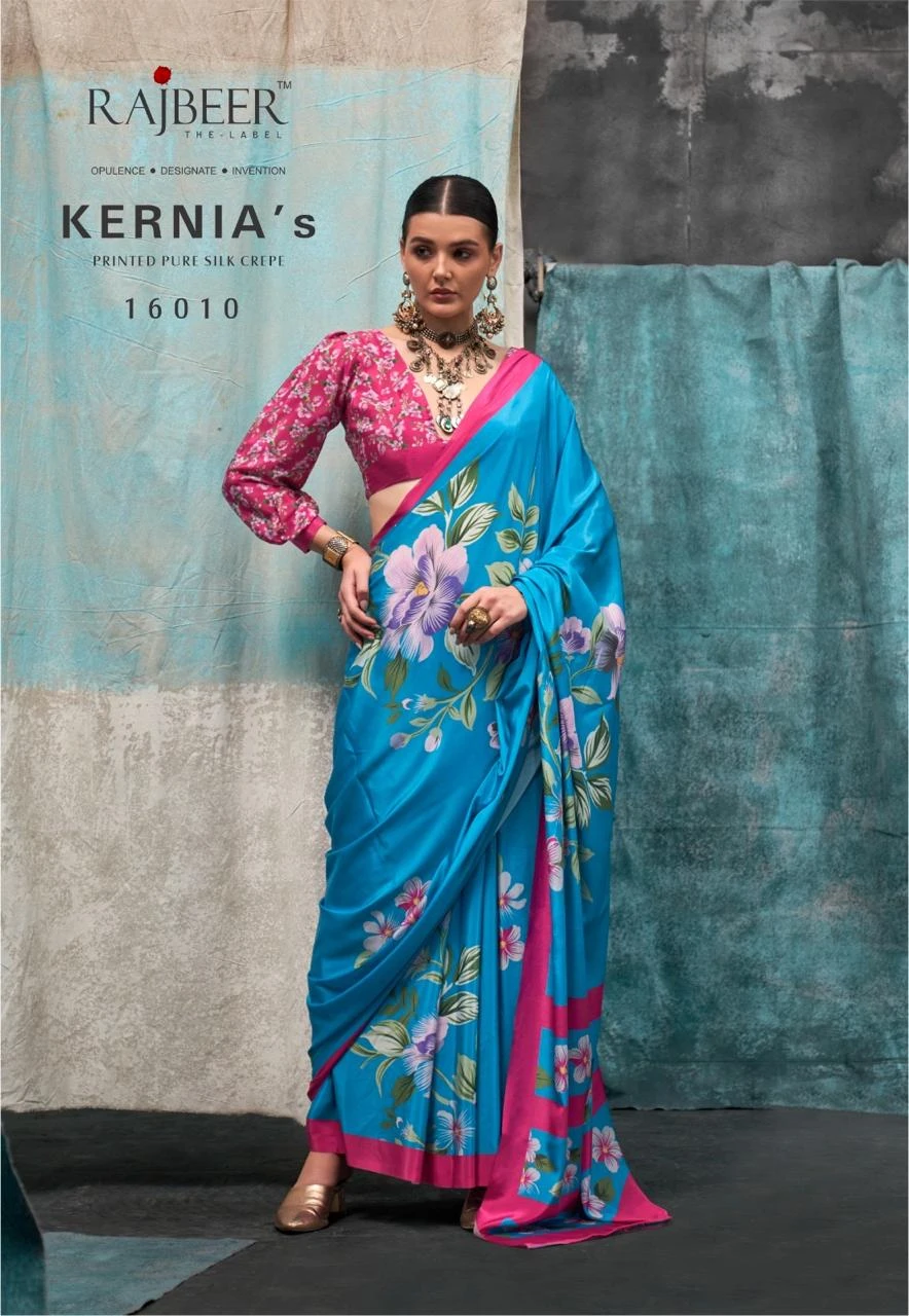 Rajbeer Kernia’S Pure Crape Wholesale Fancy Sarees Catalog — Wholesale Sarees, MPA wholesale from Surat — view 6